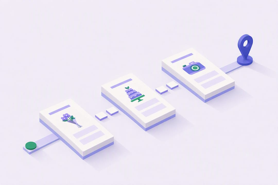 Isometric wedding timeline title card