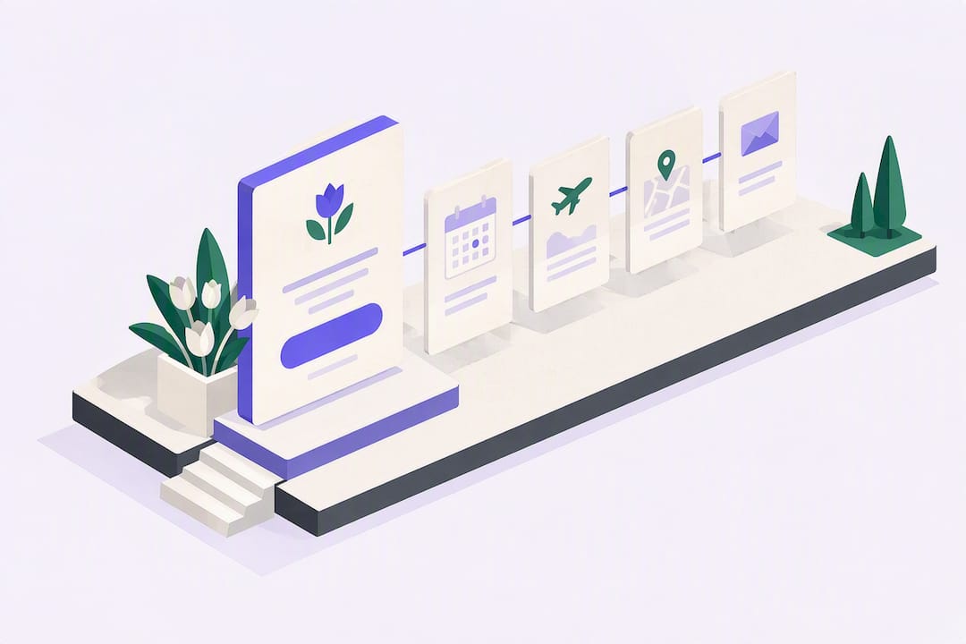 Isometric wedding website content structure