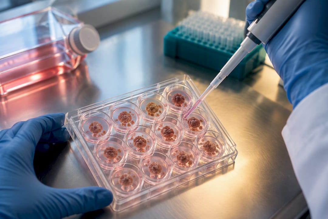 Researcher culturing patient-derived organoids