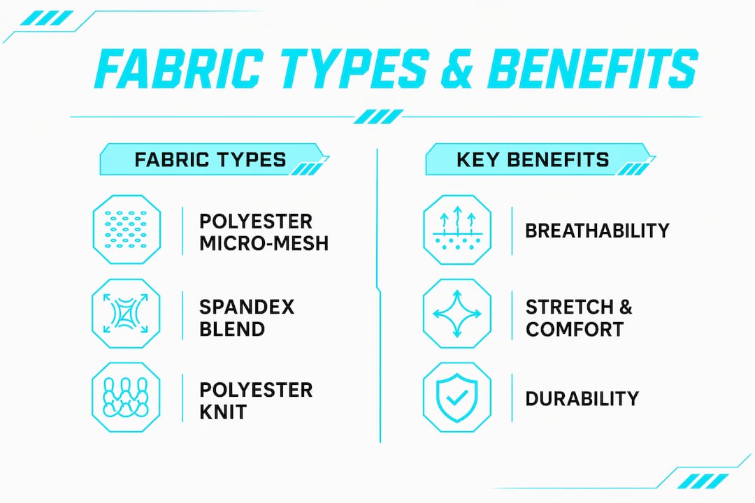 Infographic of softball jersey fabric types and benefits
