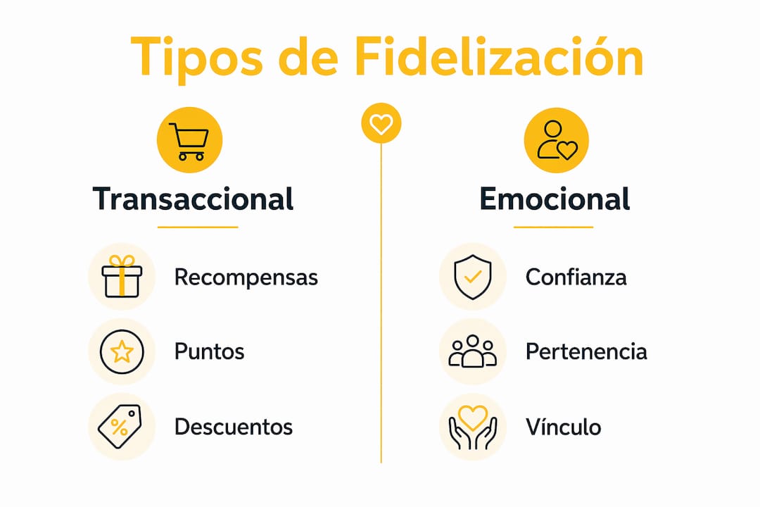 Infografía que muestra las diferencias entre la fidelización basada en transacciones y la fidelización emocional