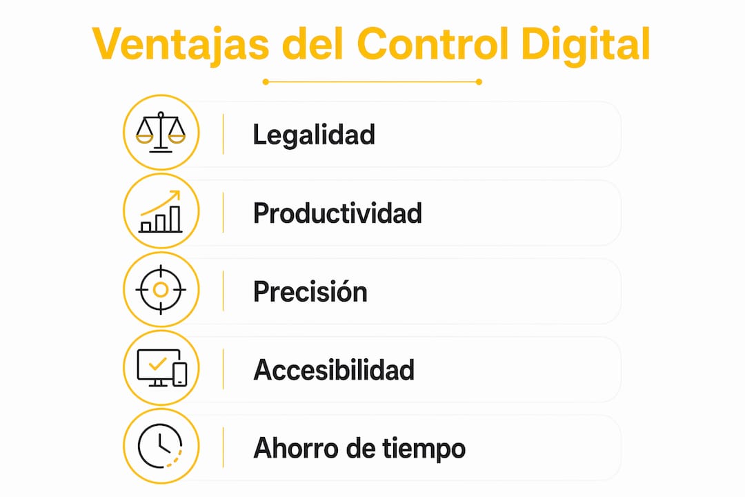 Infografía sobre los beneficios de implementar un sistema de control horario digital