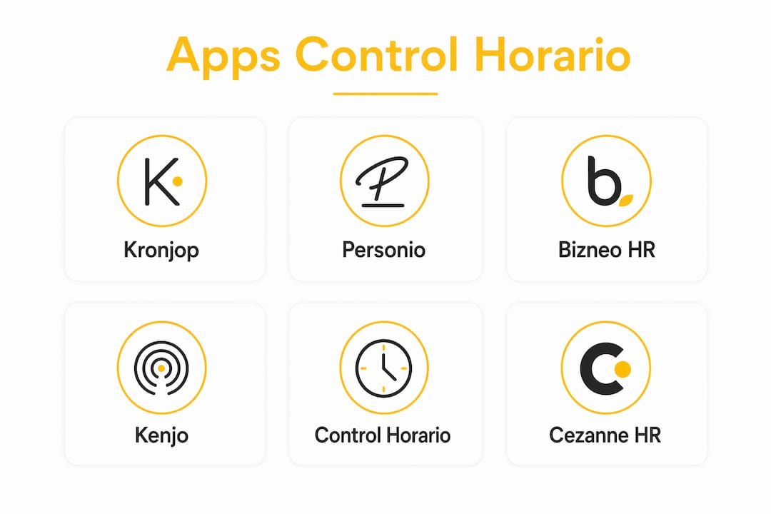 Infografía con el ranking de las principales aplicaciones para el control horario en España en 2026