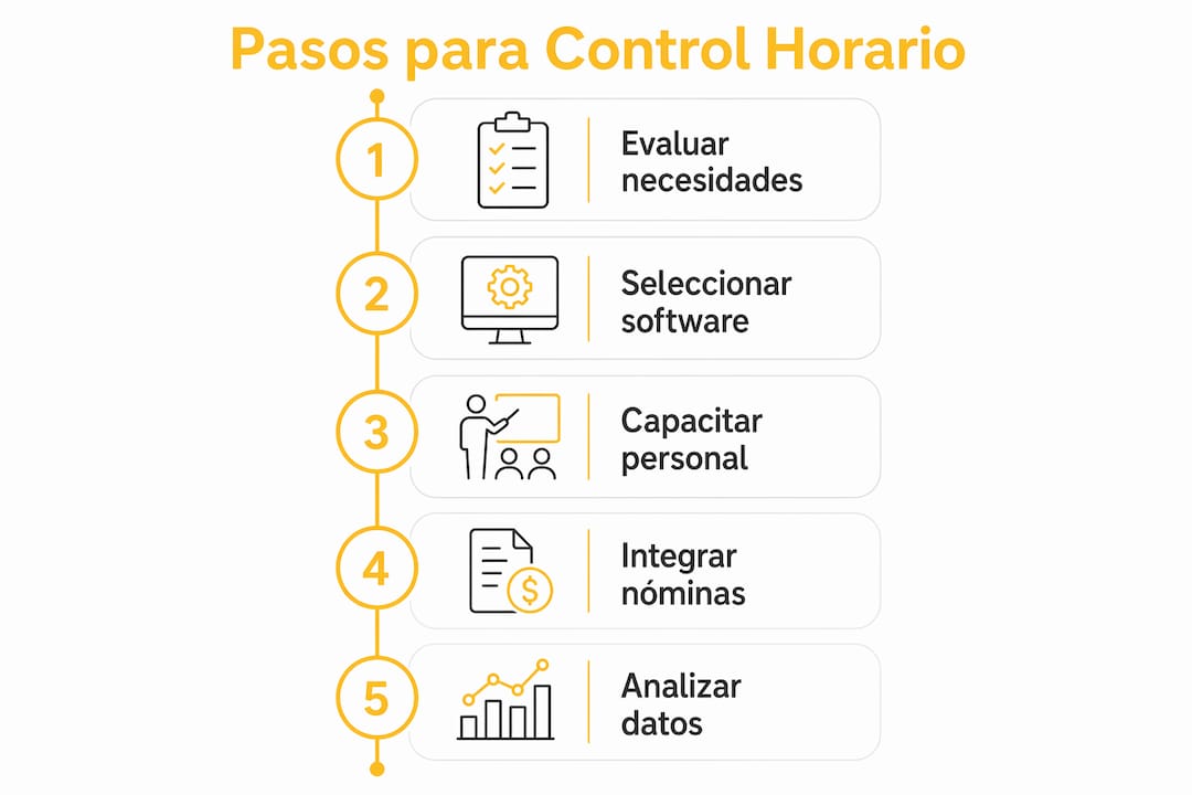 Infografía: guía práctica para gestionar el control de la jornada laboral paso a paso