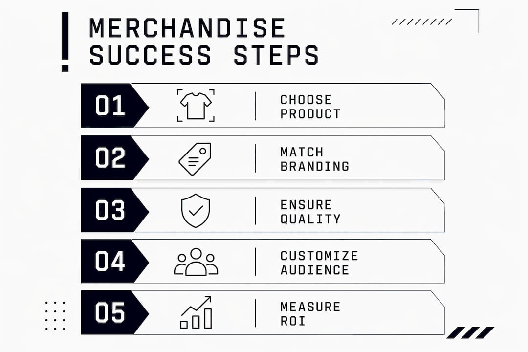 Infographic illustrating branded merchandise steps