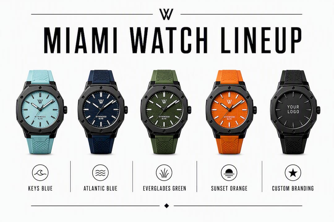 Infographic ranking Miami-inspired Wynwoodblvd watch models