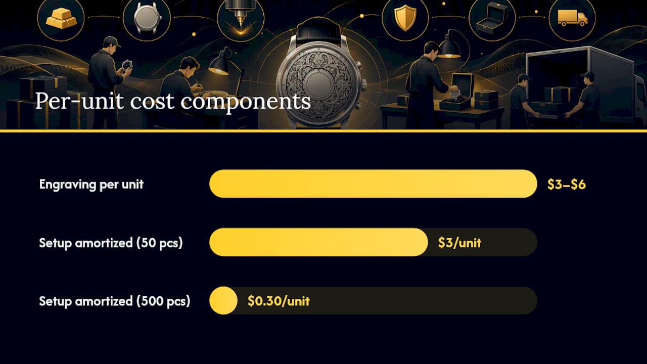 Diagram of watch engraving cost factors and comparisons