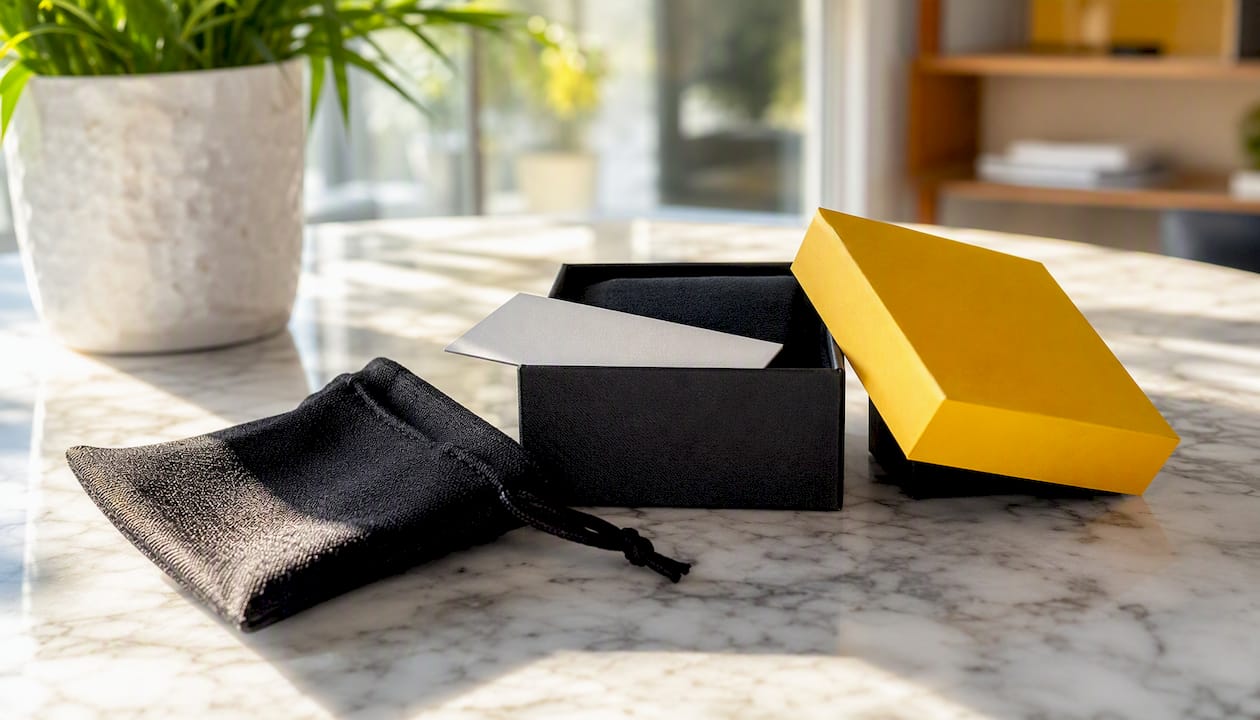 Jewelry gift set packaging conveying brand tier