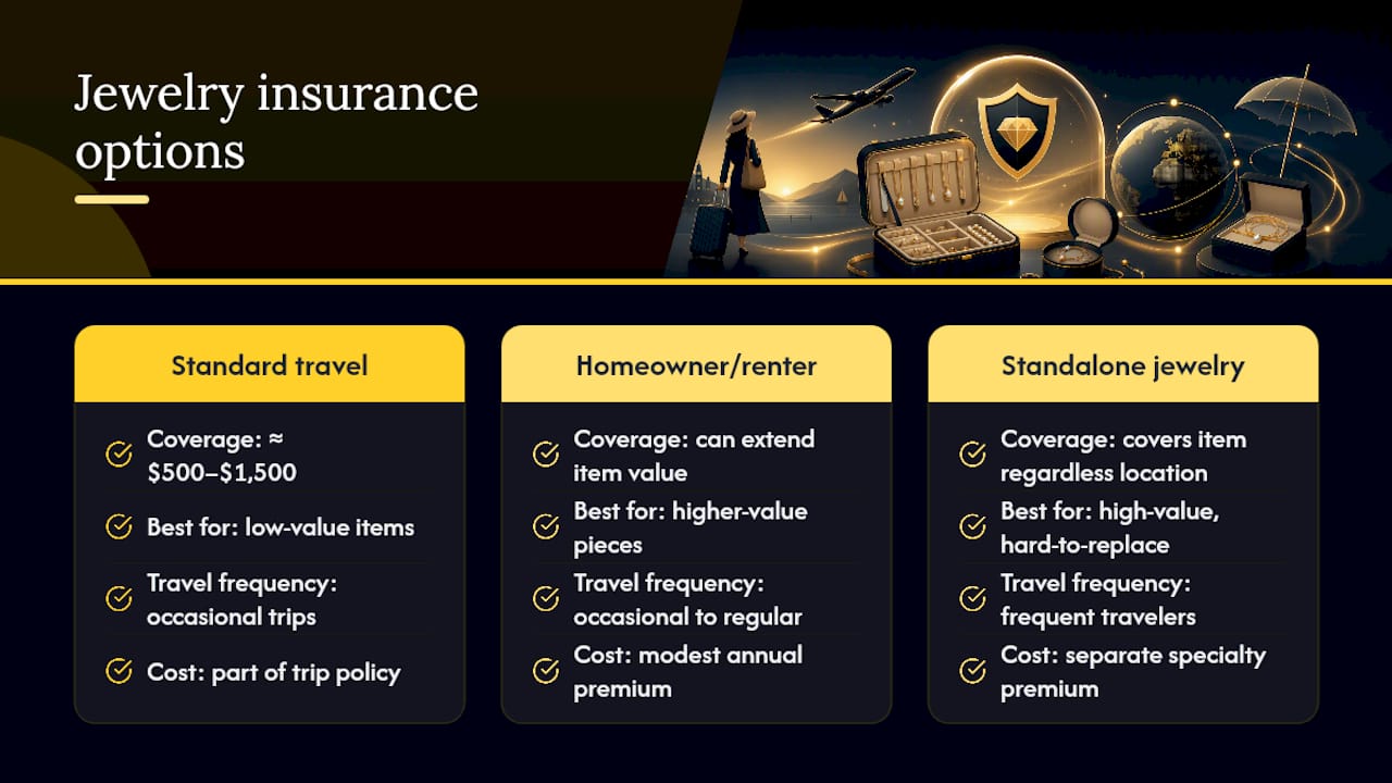 Comparison of travel insurance coverage for jewelry