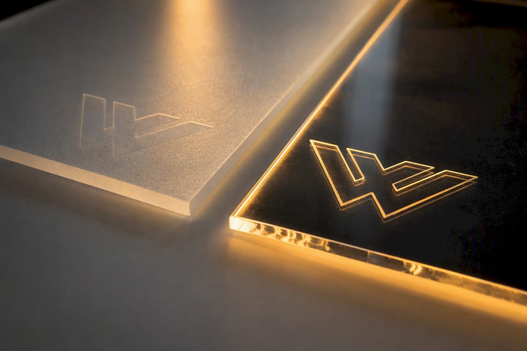 Frosted and edge-lit engraving on acrylic panels