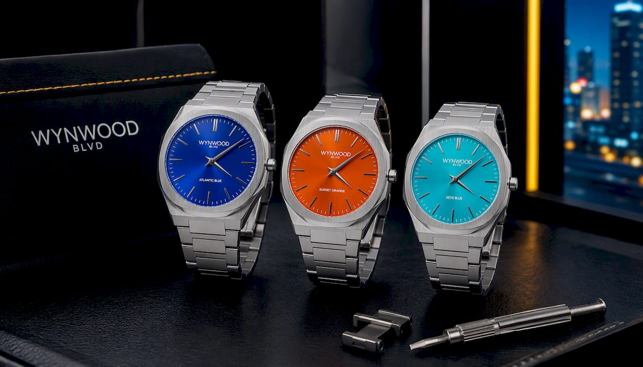 Atlantic Blue Stainless Steel Automatic Watch – Miami Inspired | WYNWOOD BLVD