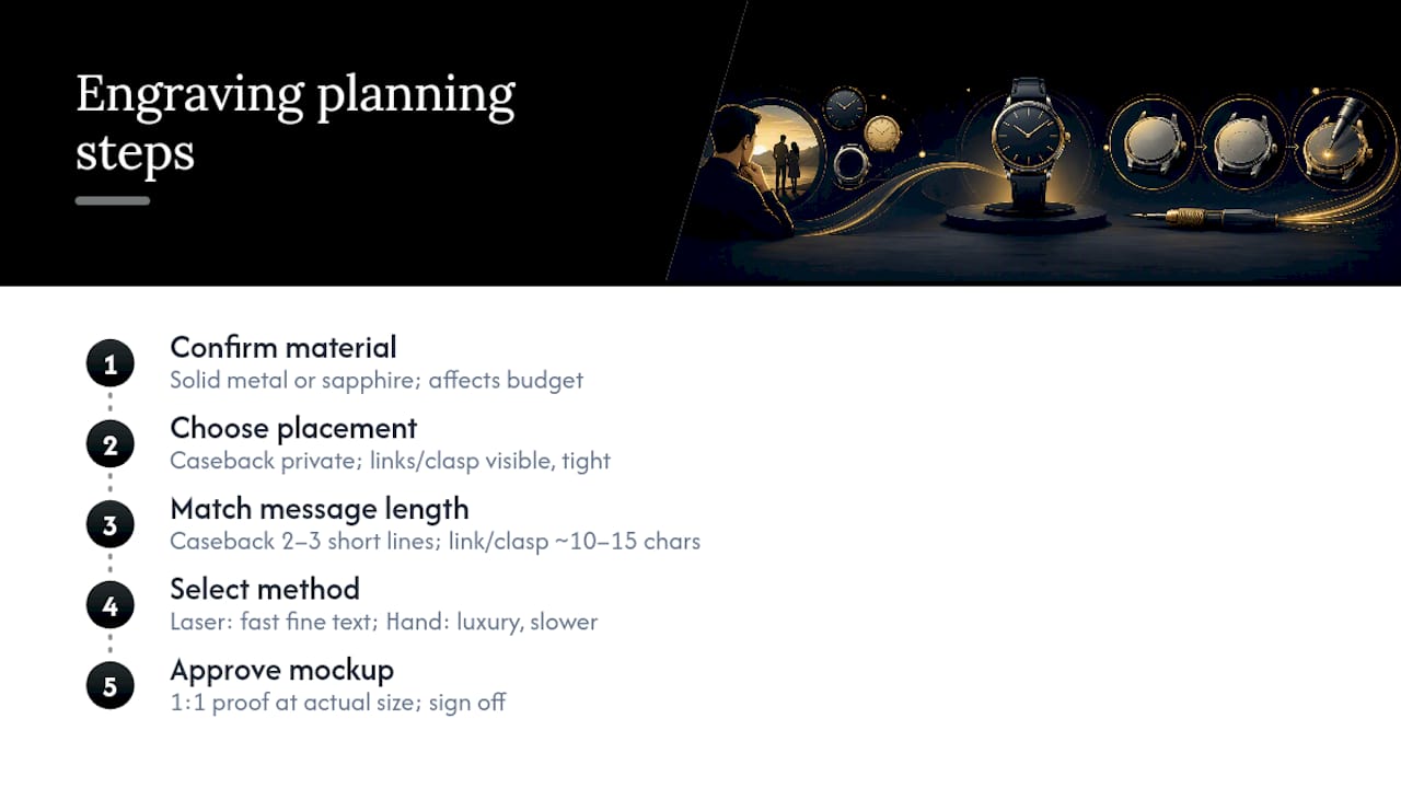 Five-step watch engraving planning flow