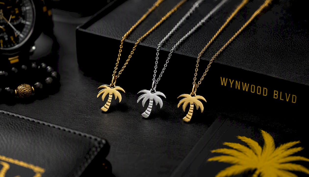 WYNWOOD BLVD Palm Tree Charm – Gold Signature Painted | Stainless Steel Miami Inspired Pendant
