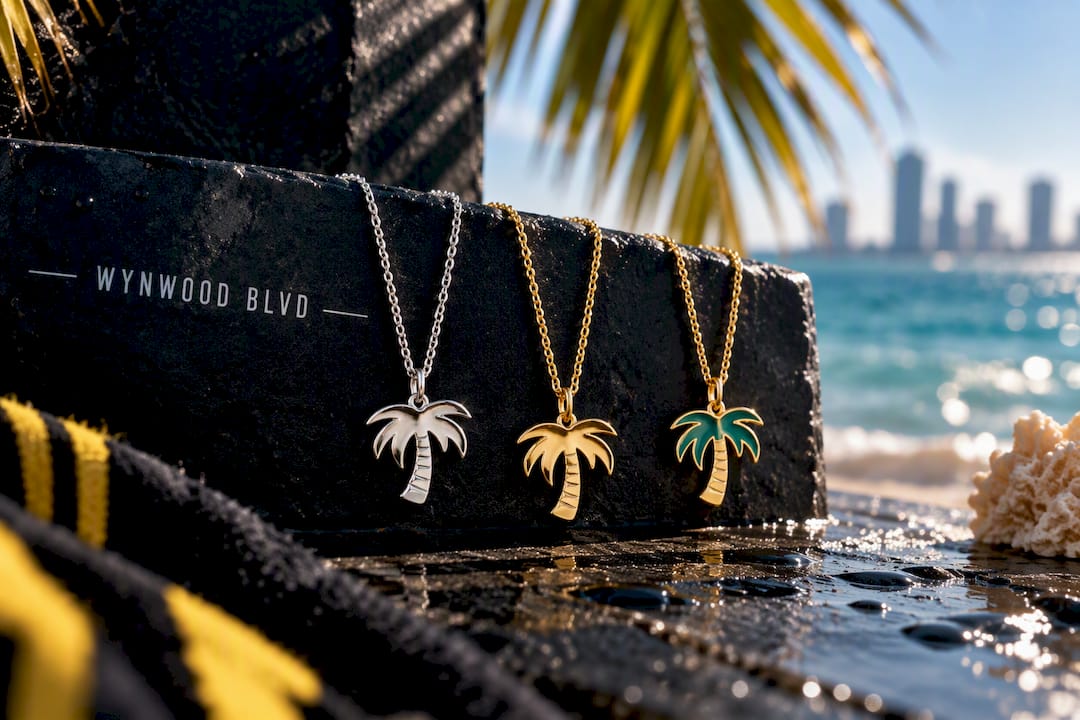 WYNWOOD BLVD Palm Tree Charm – Silver Classic | Stainless Steel Minimal Pendant