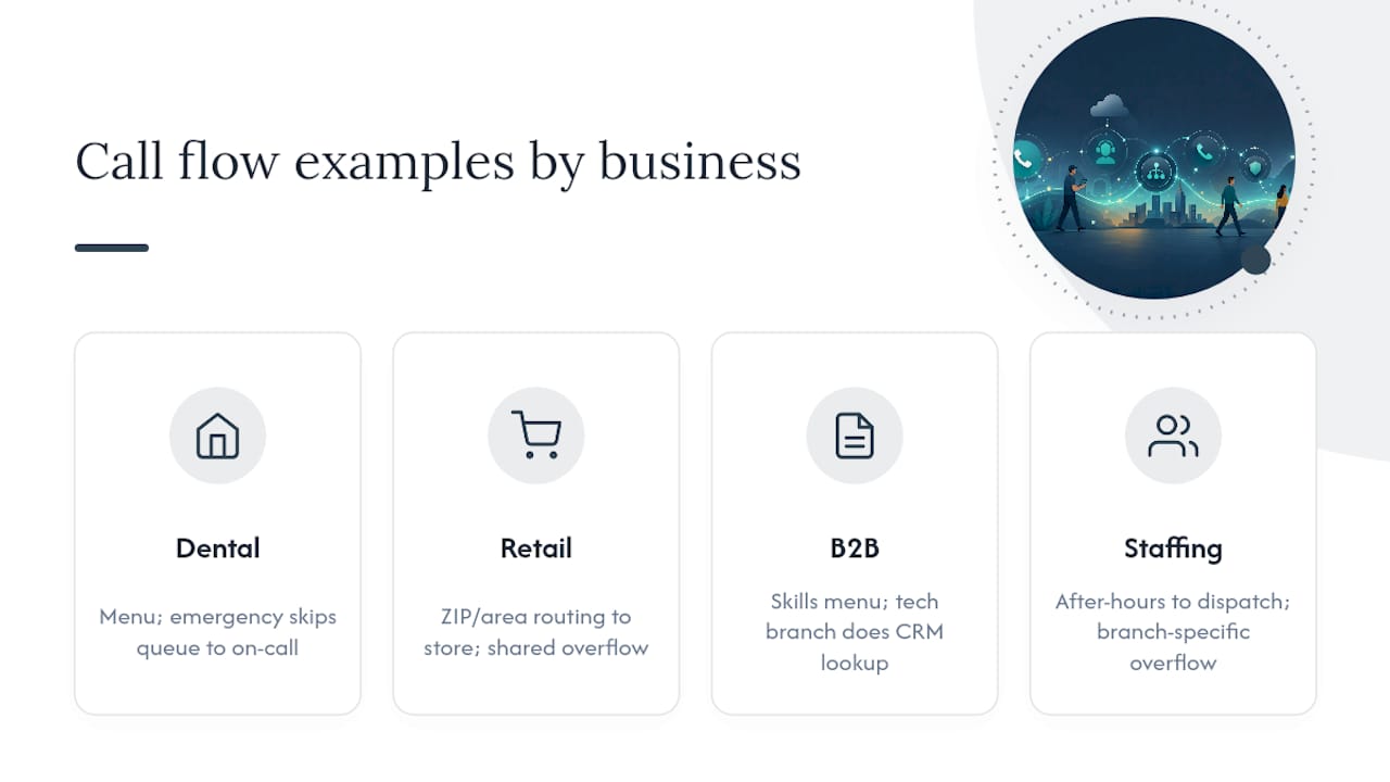 Business call routing examples and fallbacks