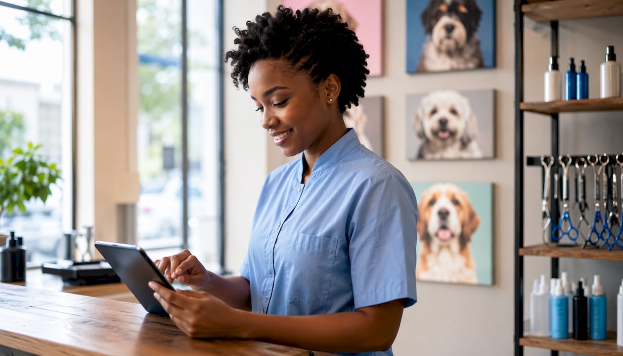 Groomer scheduling appointments on desktop