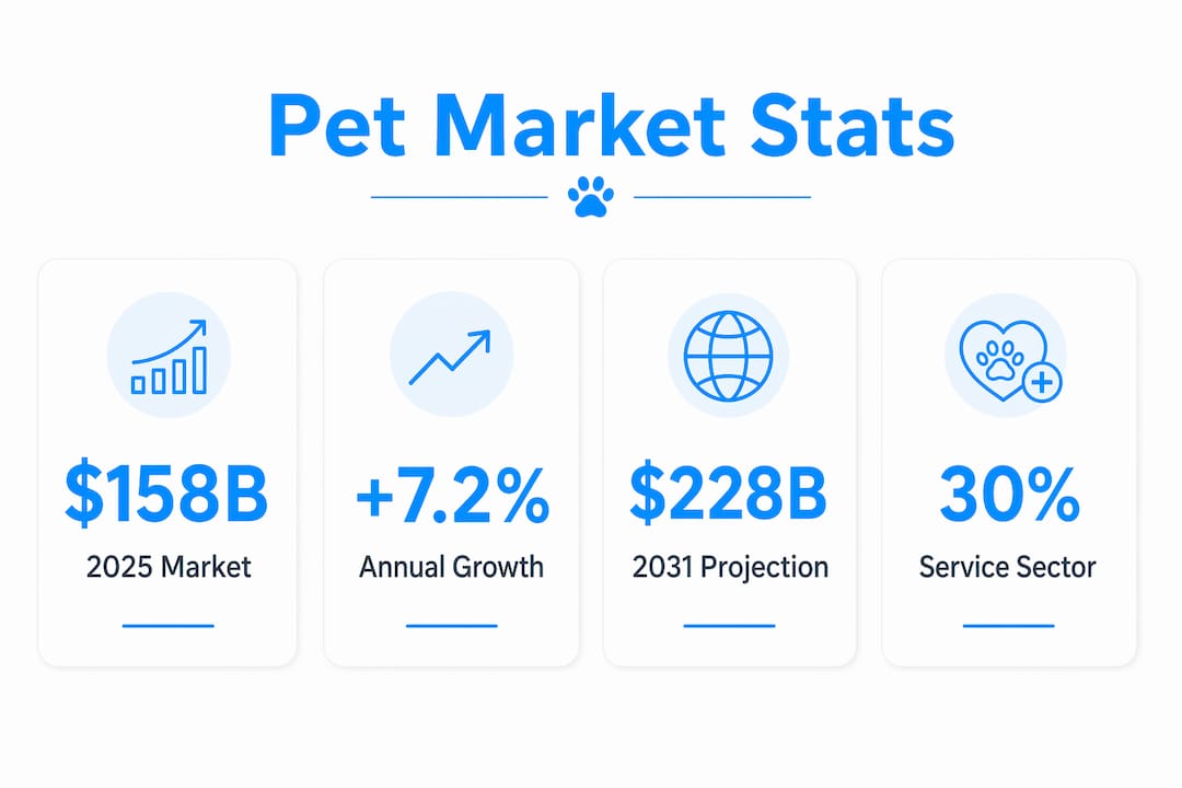Infographic showing U.S. pet market size and growth statistics