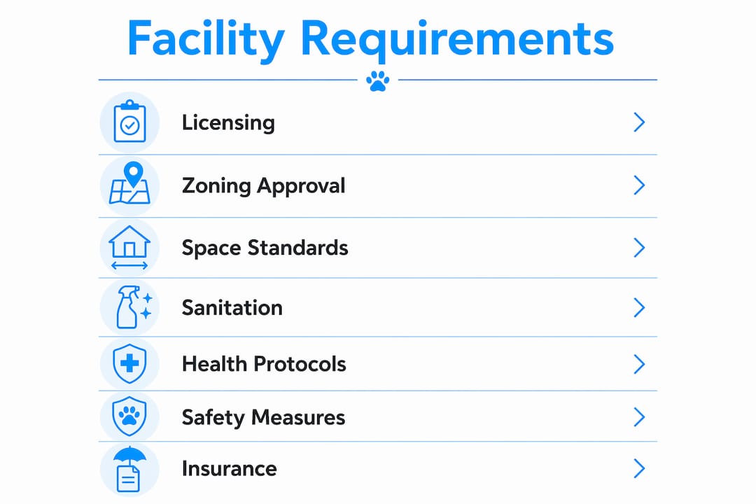 Infographic outlining dog boarding facility requirements