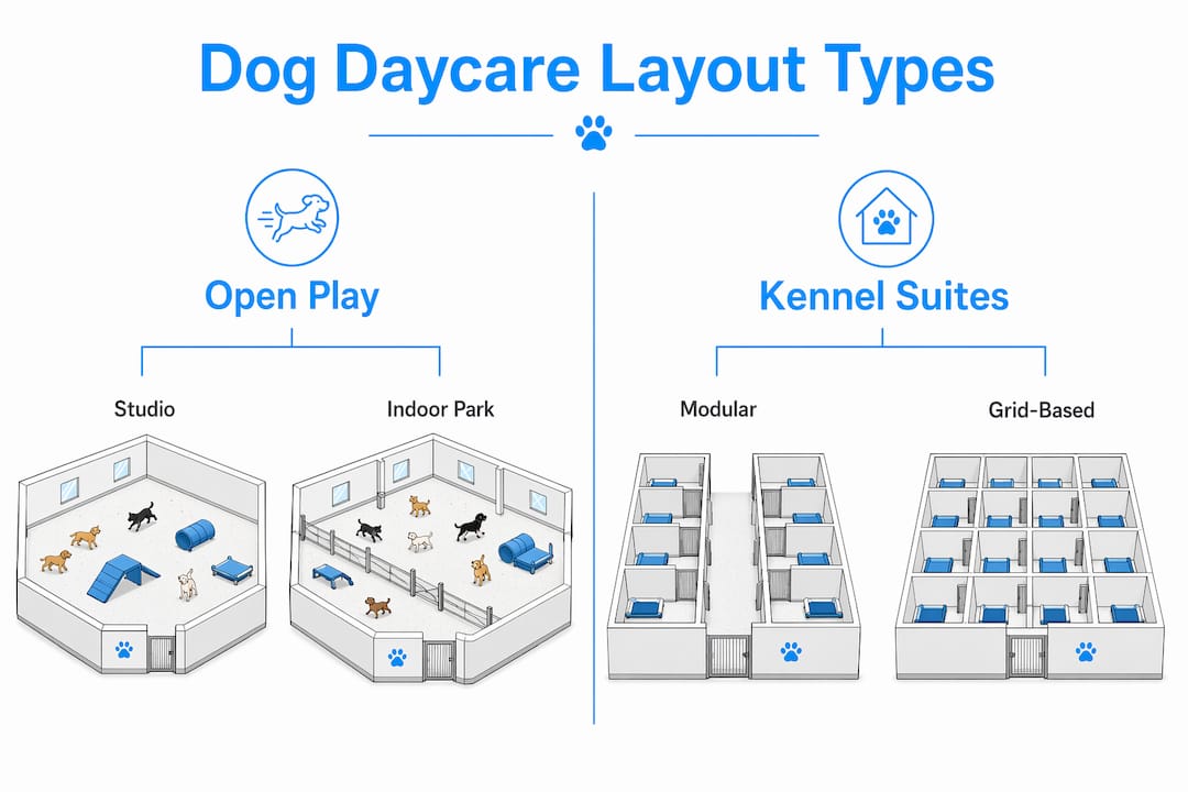 Infographic comparing daycare layout types