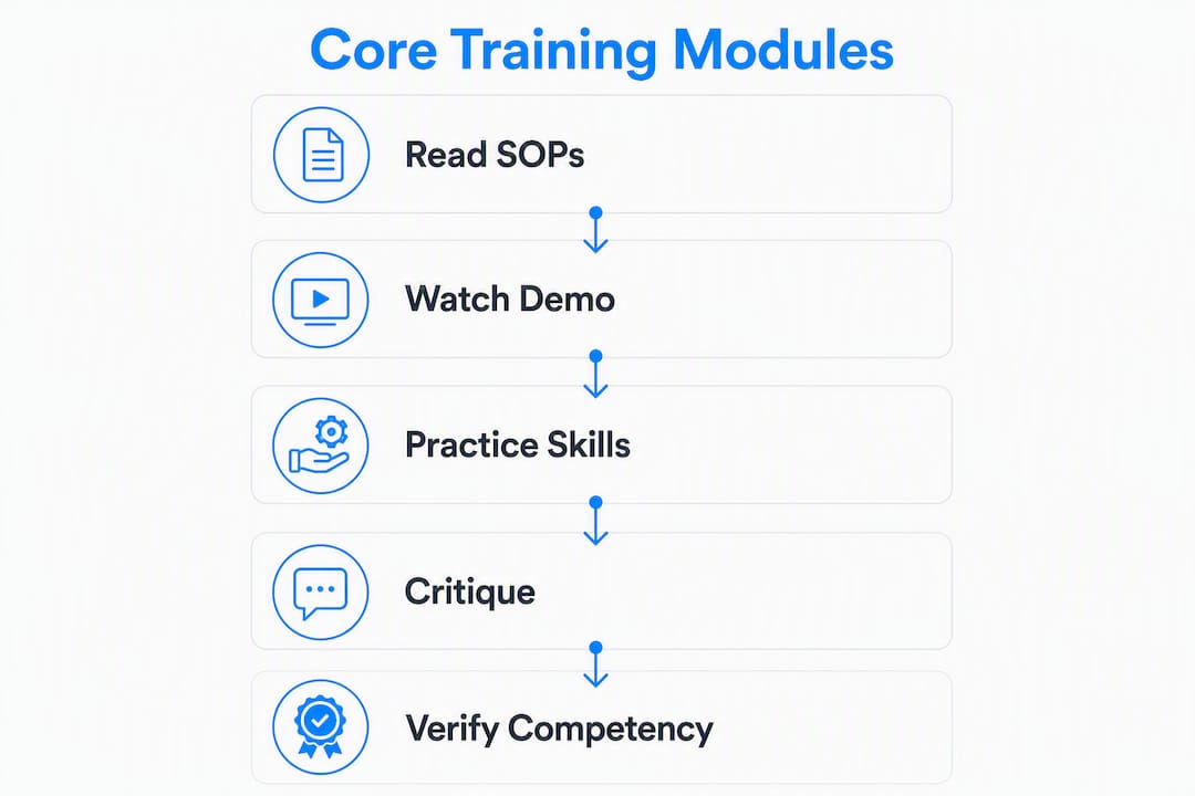 Infographic illustrating core pet sitter training modules