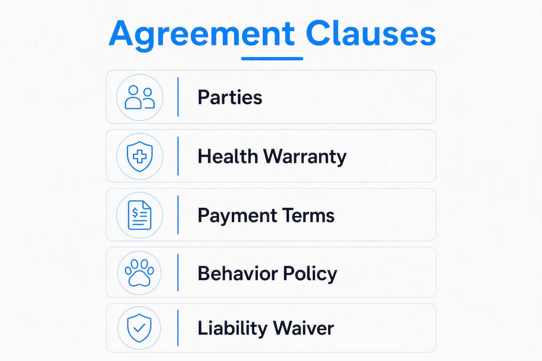 Infographic outlining dog daycare agreement clauses