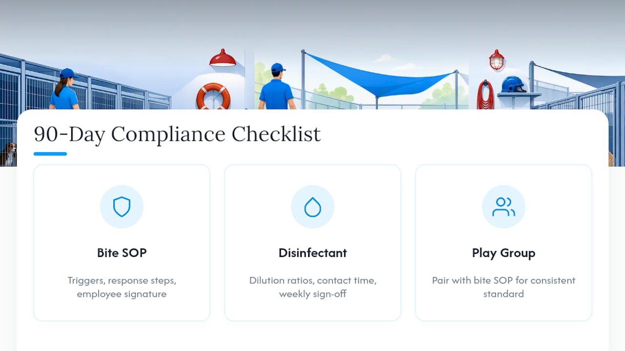 Diagram of kennel OSHA compliance checklist components
