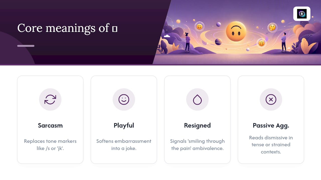 Diagram of upside down smiley emoji meanings