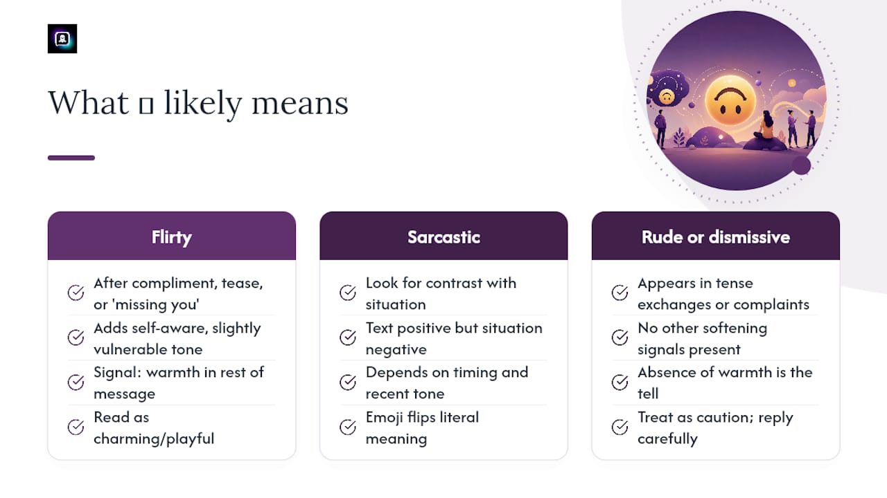 Is 🙃 flirty, sarcastic, or rude? How to tell the difference — overview diagram
