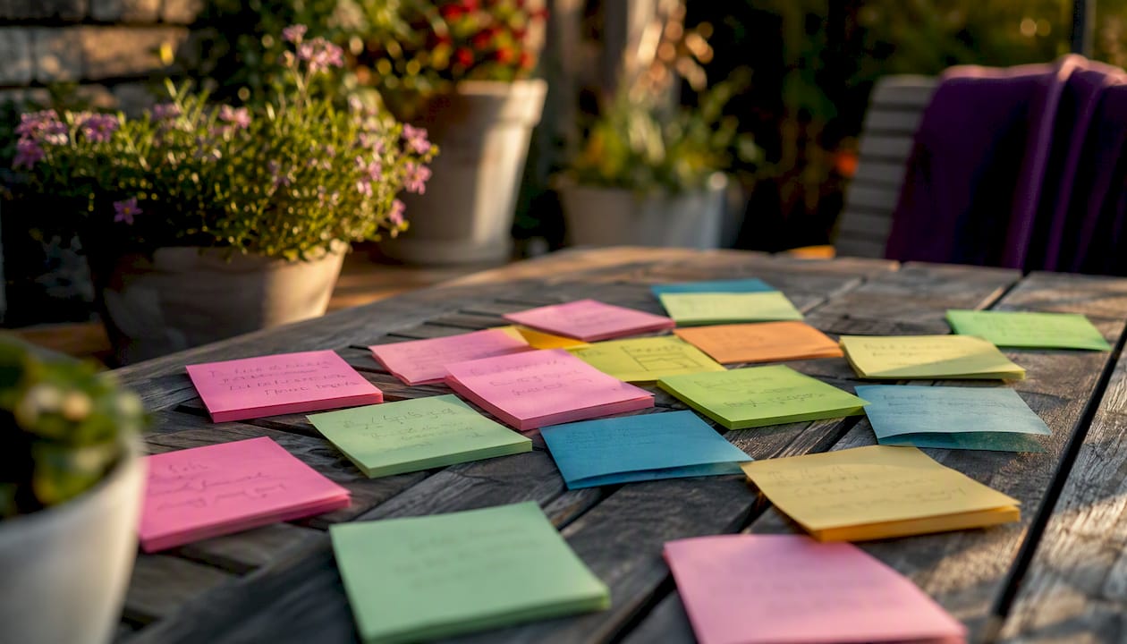 Colorful sticky notes with handwritten affirmations