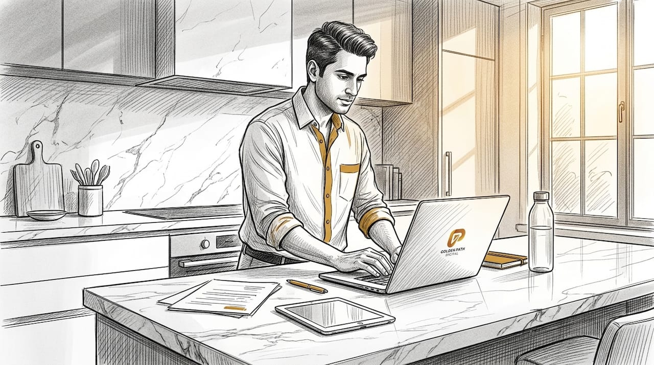 Man setting up task automation software at desk