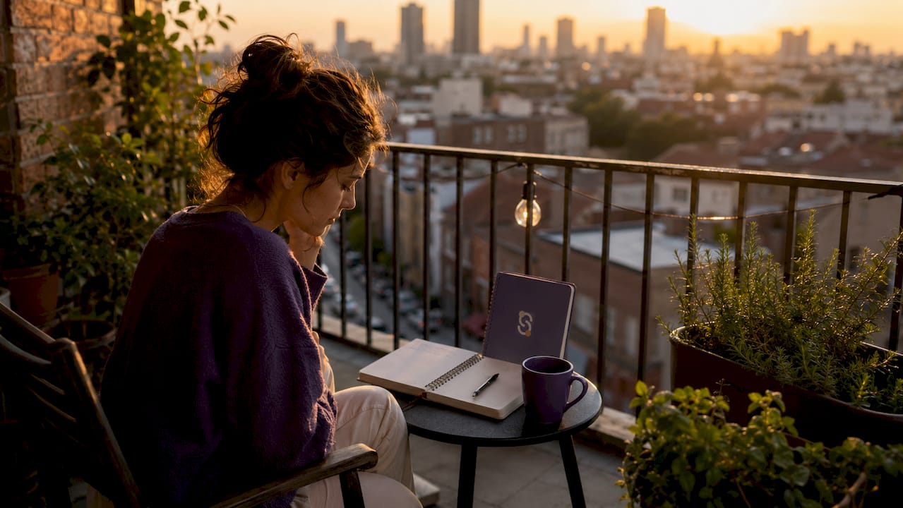 Young adult planning future steps at home
