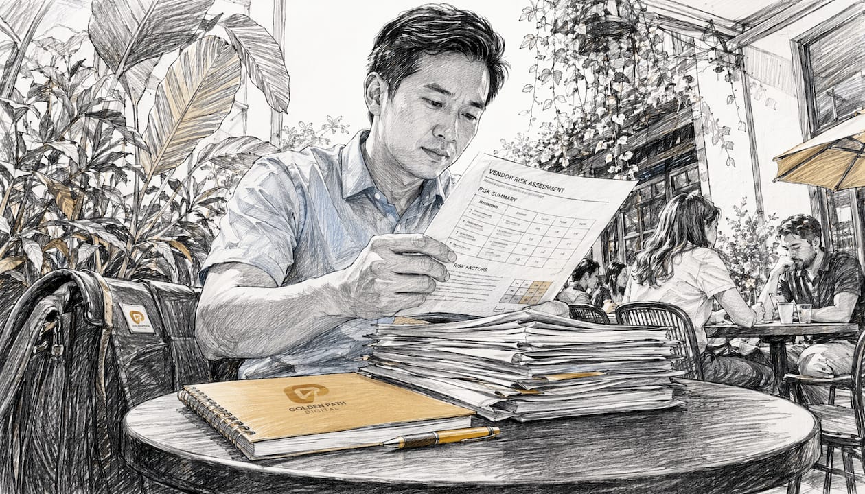 Risk manager reviewing vendor documents