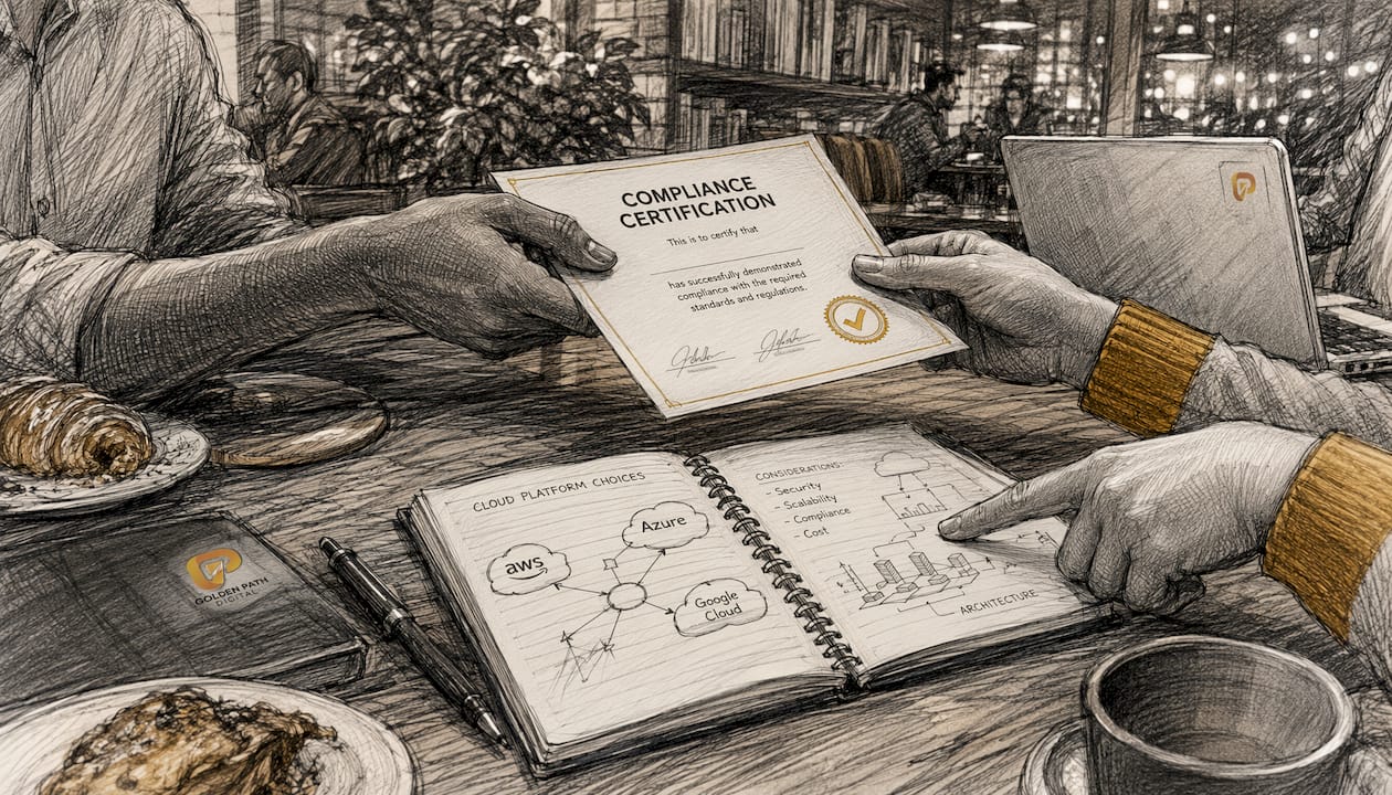 Hands exchanging cloud platform documents
