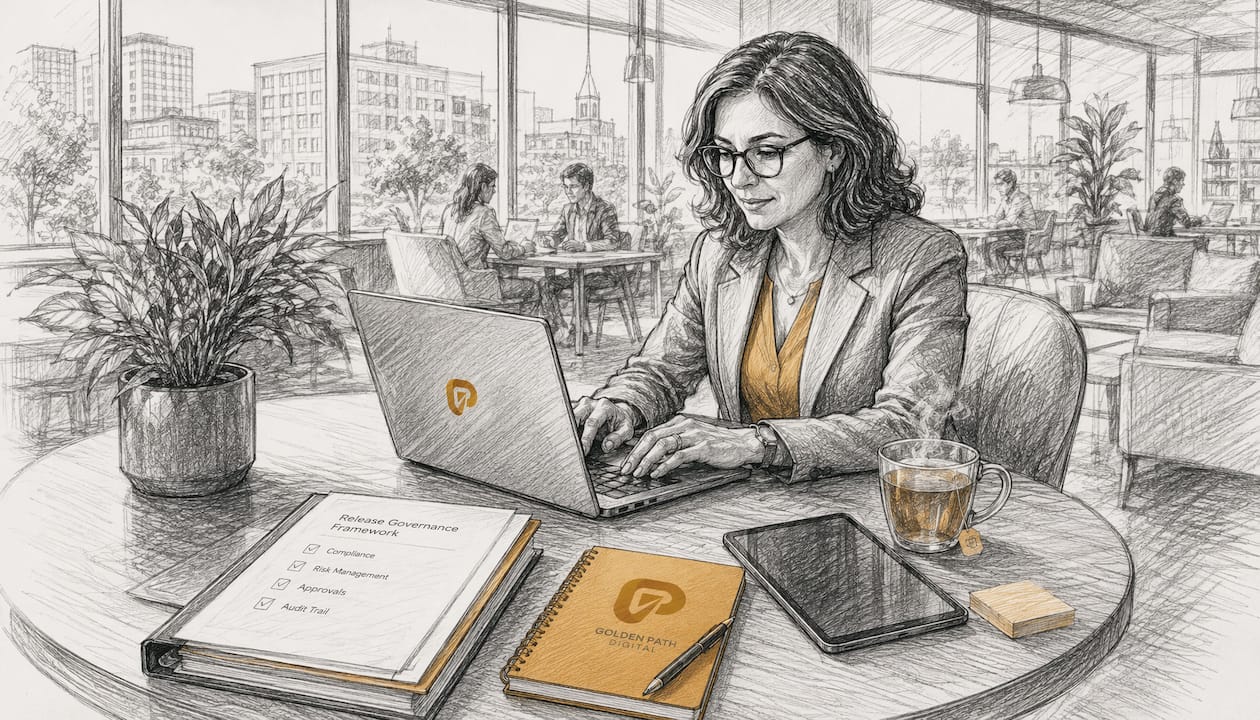 IT manager reviewing release governance tools