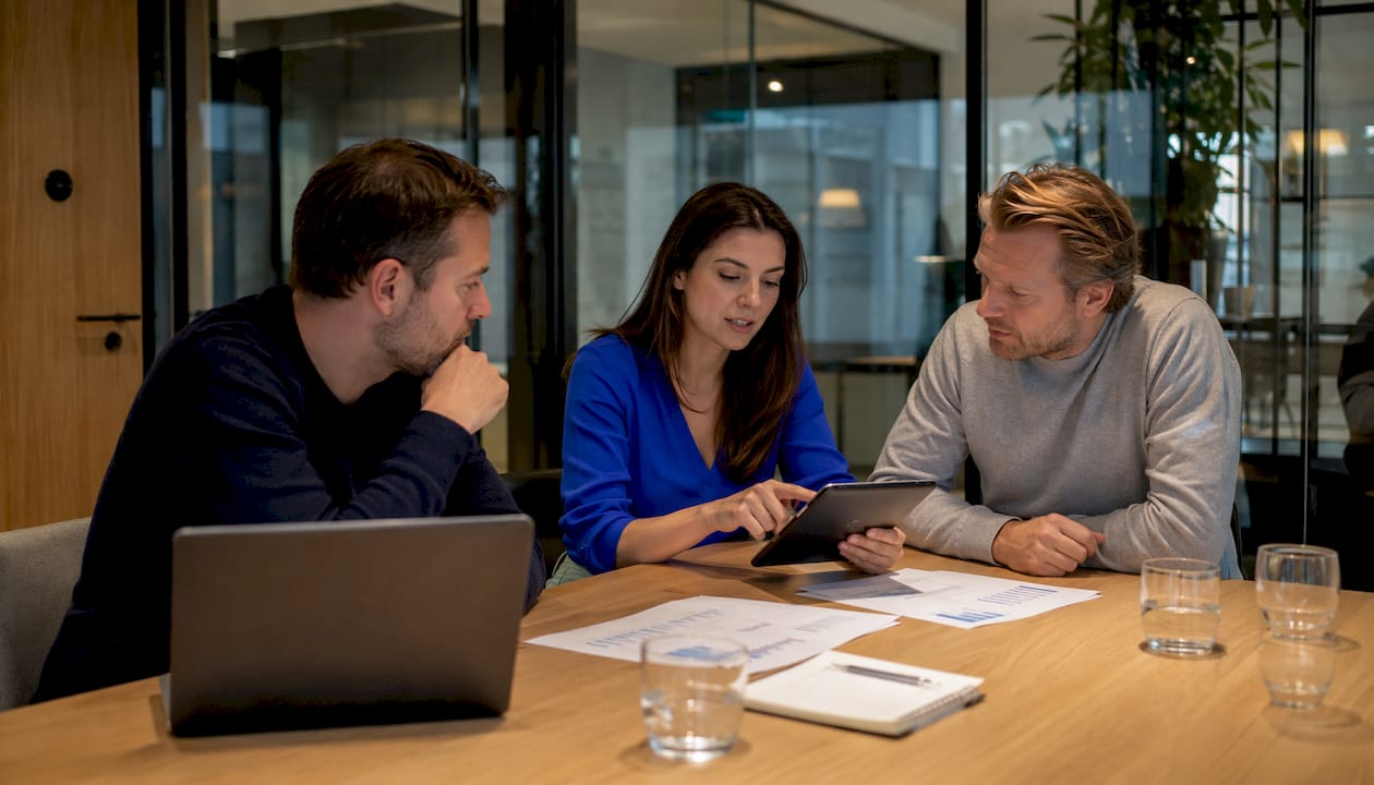Teamoverleg over software voor recreatierapportages