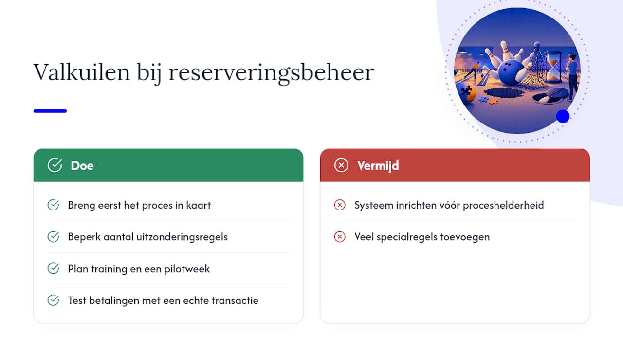 Welke valkuilen kom je tegen bij bowling reserveringsbeheer? — overview diagram