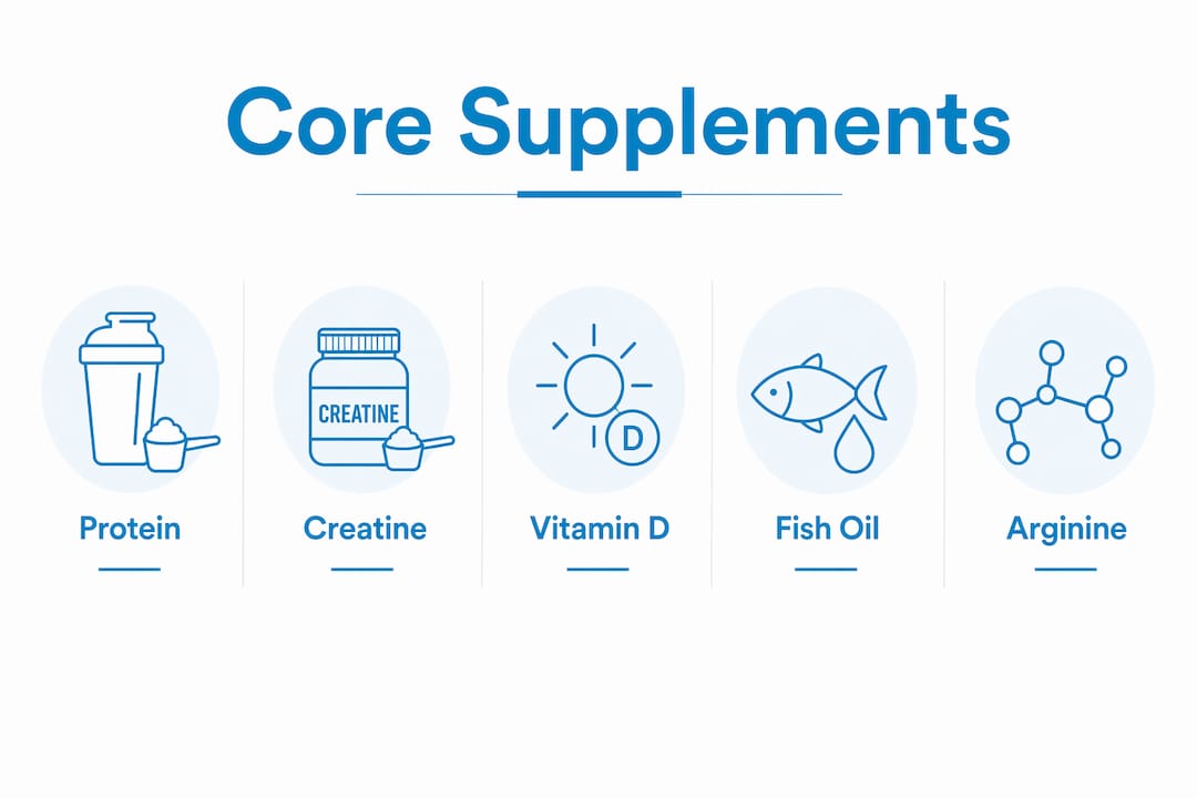 Infographic showing core supplements for female muscle toning