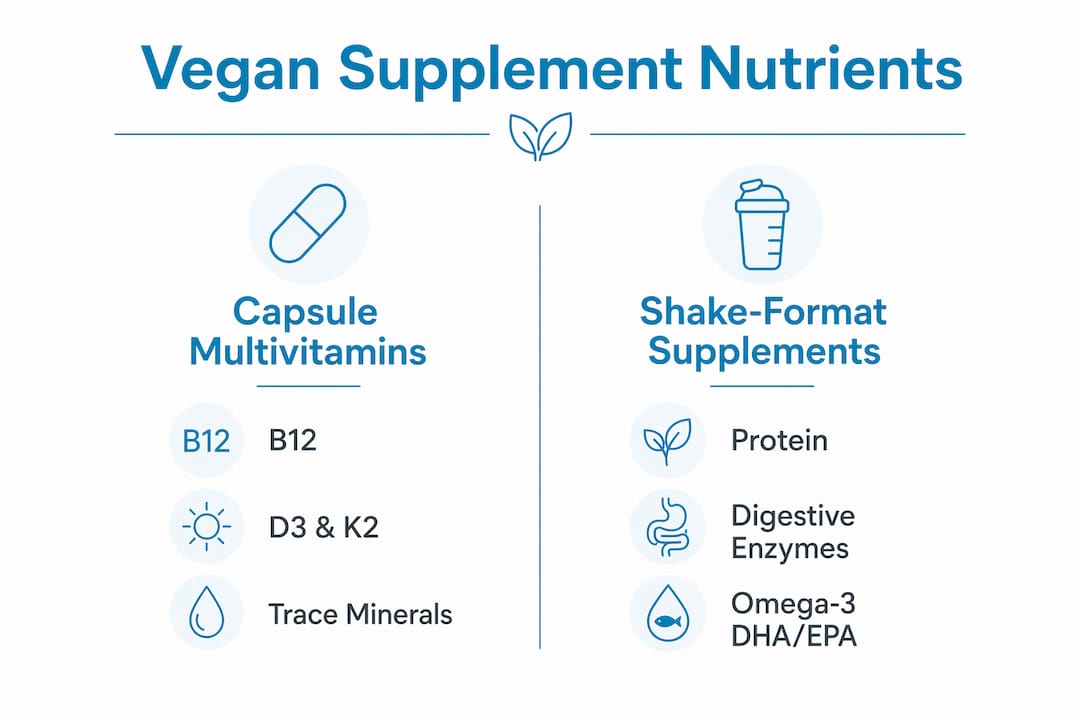 Infographic comparing vegan supplement nutrient types