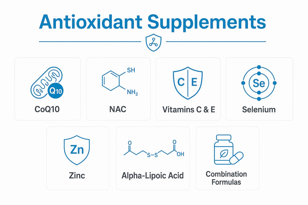 Infographic showing key antioxidant supplements hierarchy
