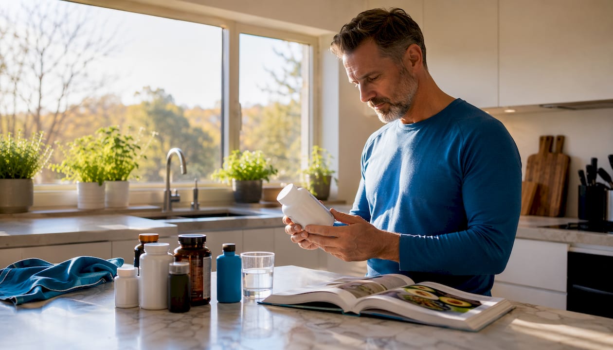 Nutritionist reading about L-carnitine supplements