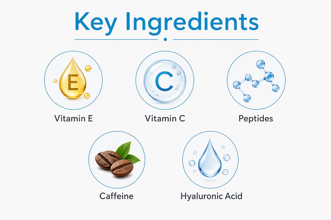 Infographic showing key hair vitamin serum ingredients