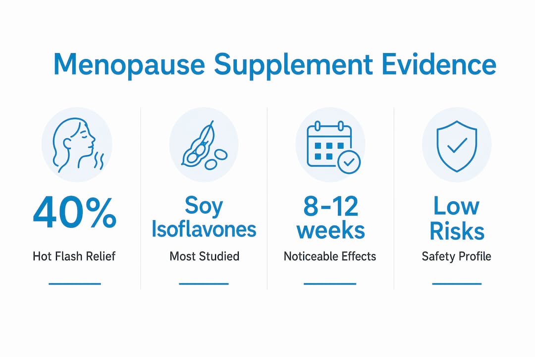 Infographic showing menopause supplement clinical evidence stats