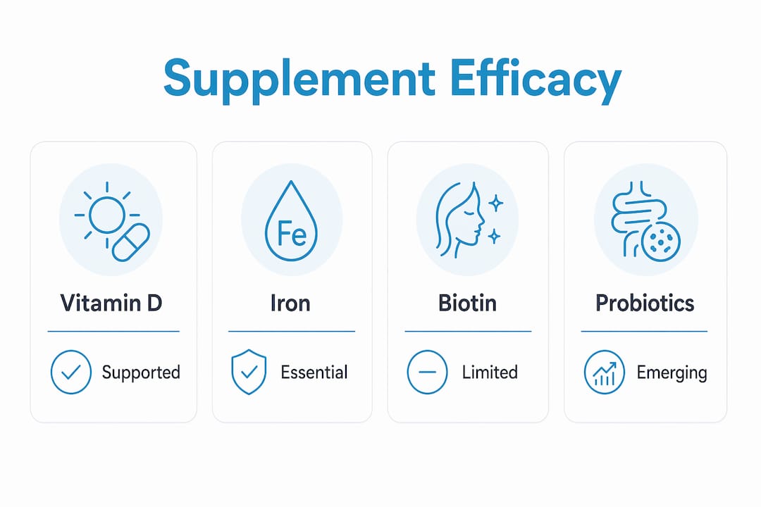 Infographic showing dermatologist supplement evidence