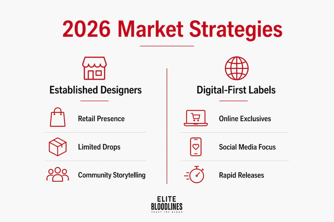 Infographic comparing luxury streetwear market strategies in 2026