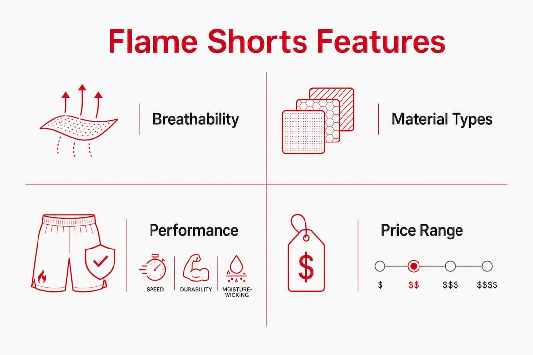 Infographic showing flame shorts key features