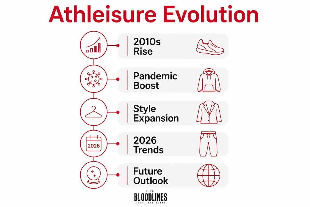 Infographic showing athleisure evolution steps