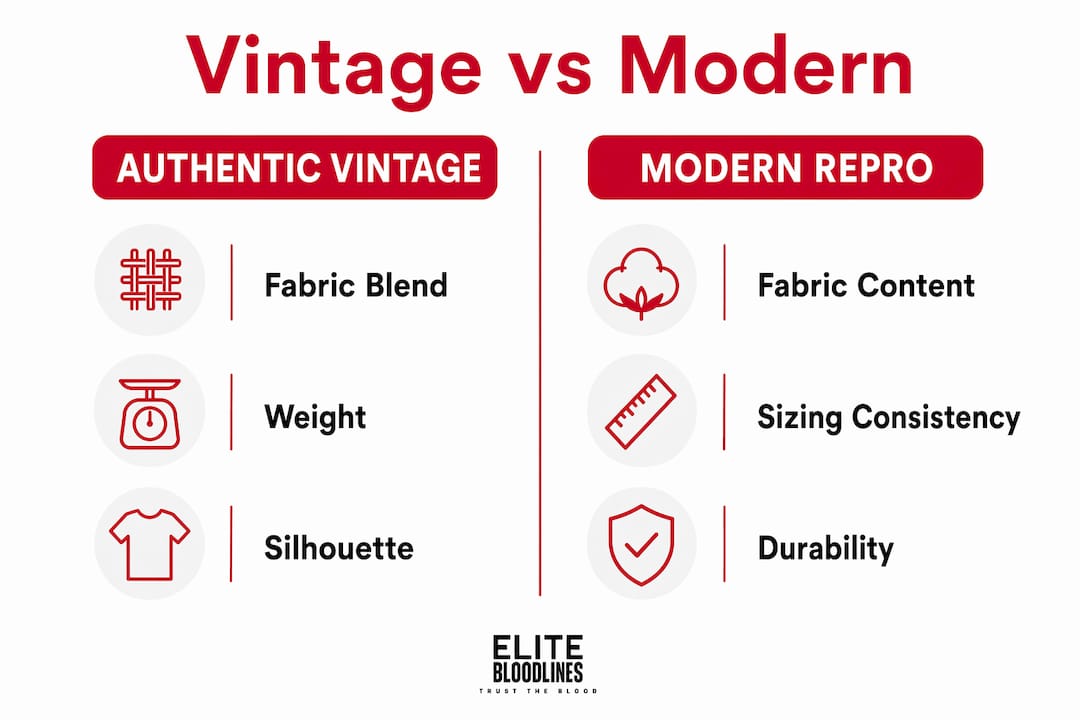 Infographic comparing vintage and modern hoodies features