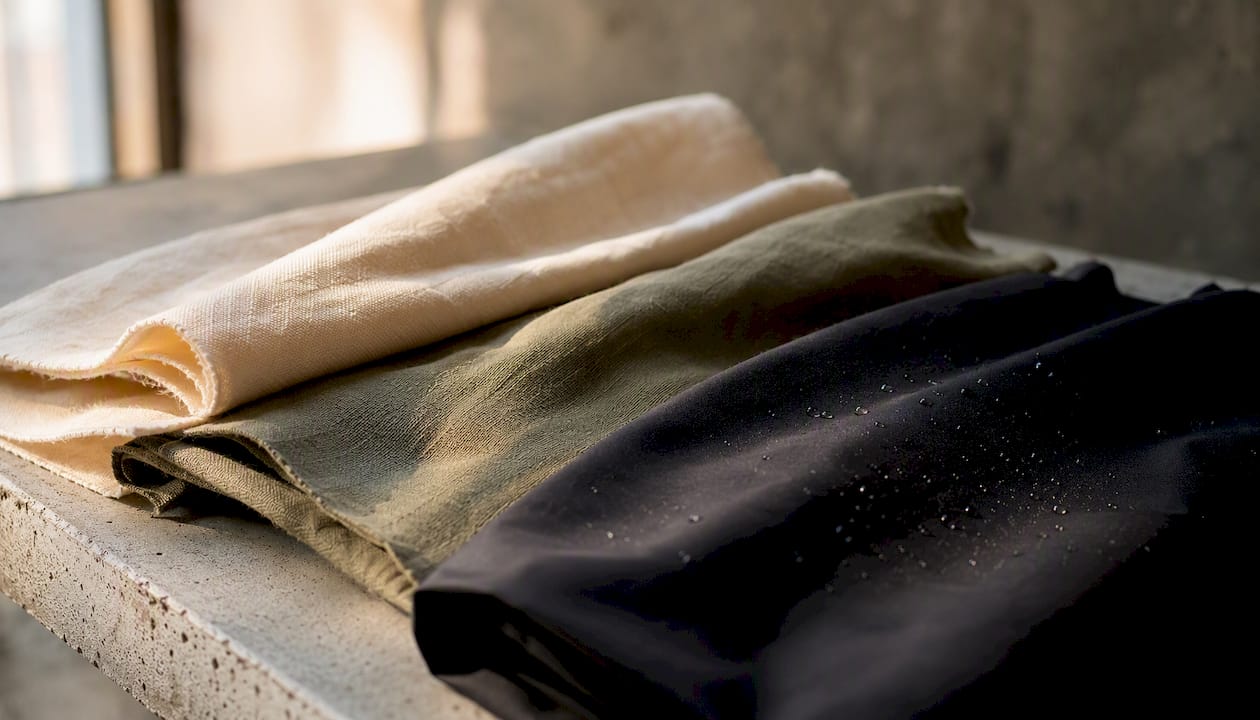 Cotton, linen and technical fabric swatches