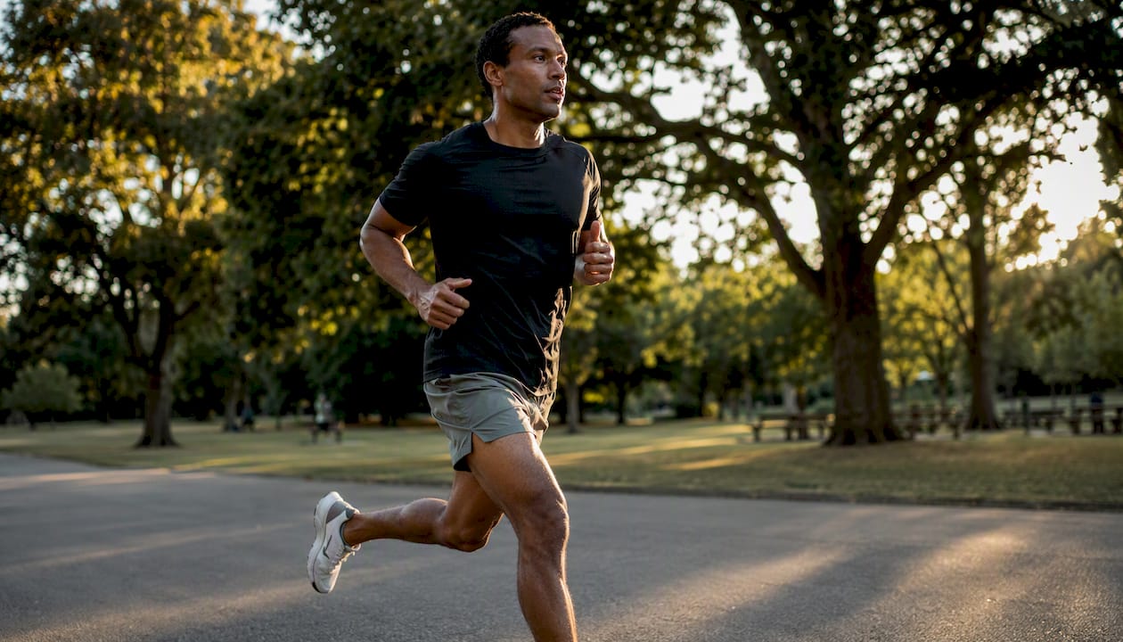 Man running in lined 5 inch shorts