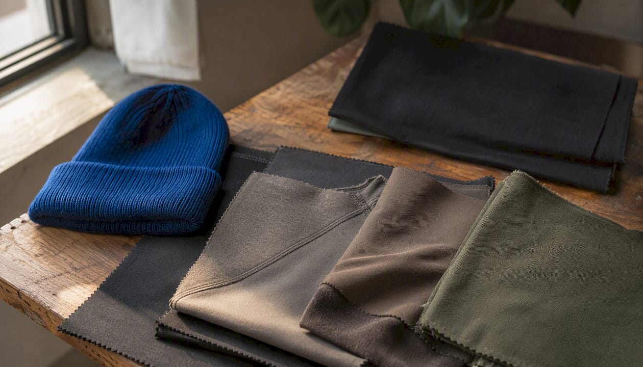 Fabric swatches in streetwear capsule color palette
